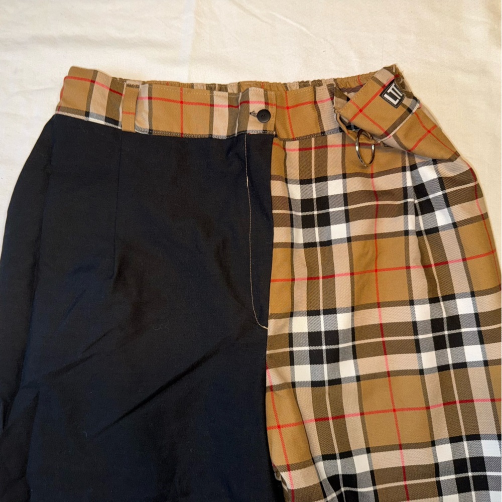 Plaid and Black Half and Half Women’s Pants Size 18 LTT